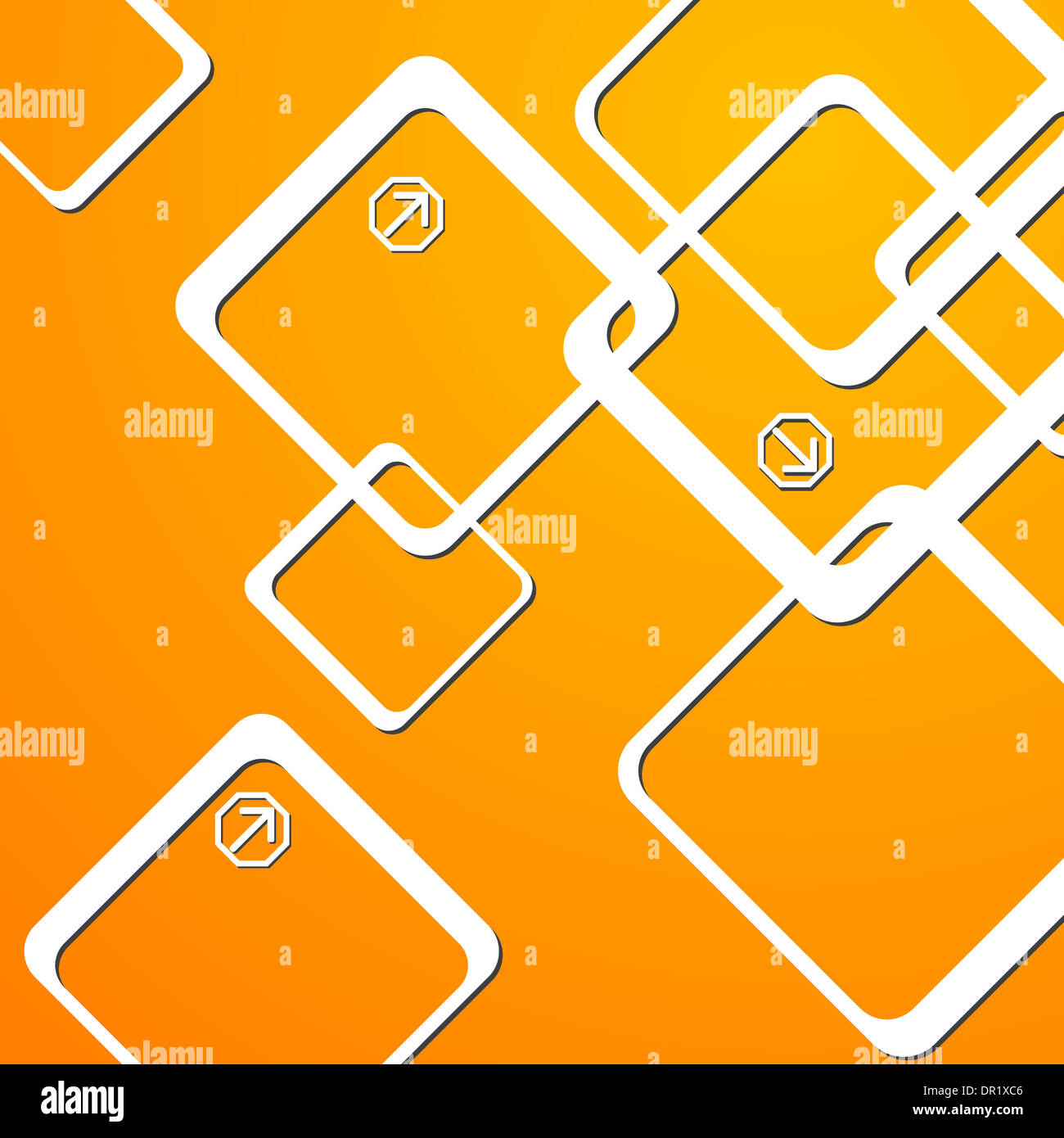 Abstrakte geometrische Elemente auf dem orangen Hintergrund. Vektor-Tech Design Eps 10 Stockfoto