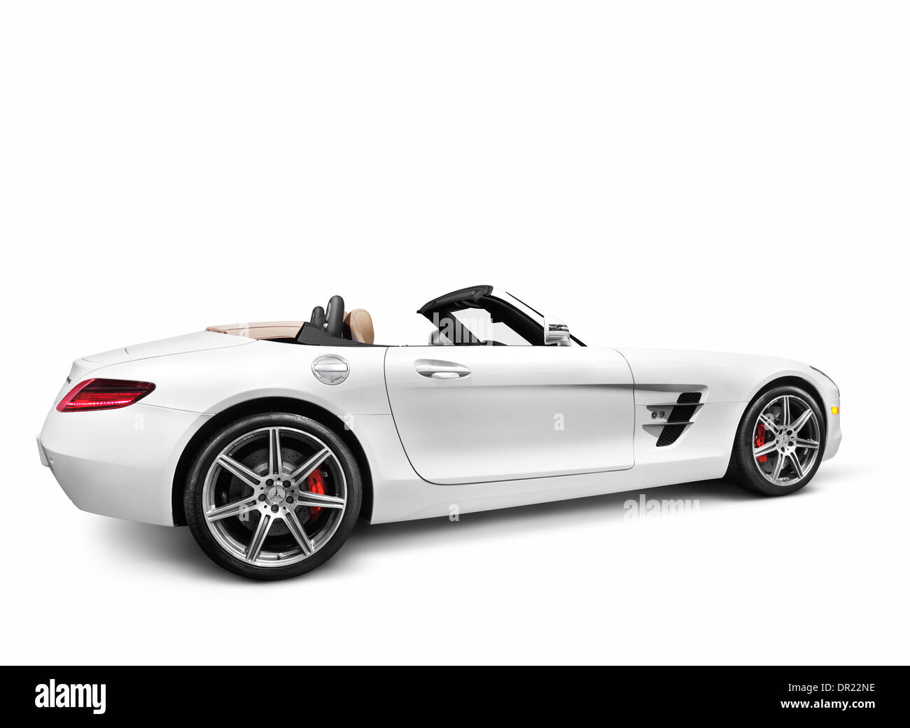 Führerschein und Ausdrucke beim Mercedes-Benz SLS AMG GT Roadster MaximImages.com - 2012, Seitenansicht isoliert mit Beschneidungspfad auf weißem Hintergrund Stockfoto