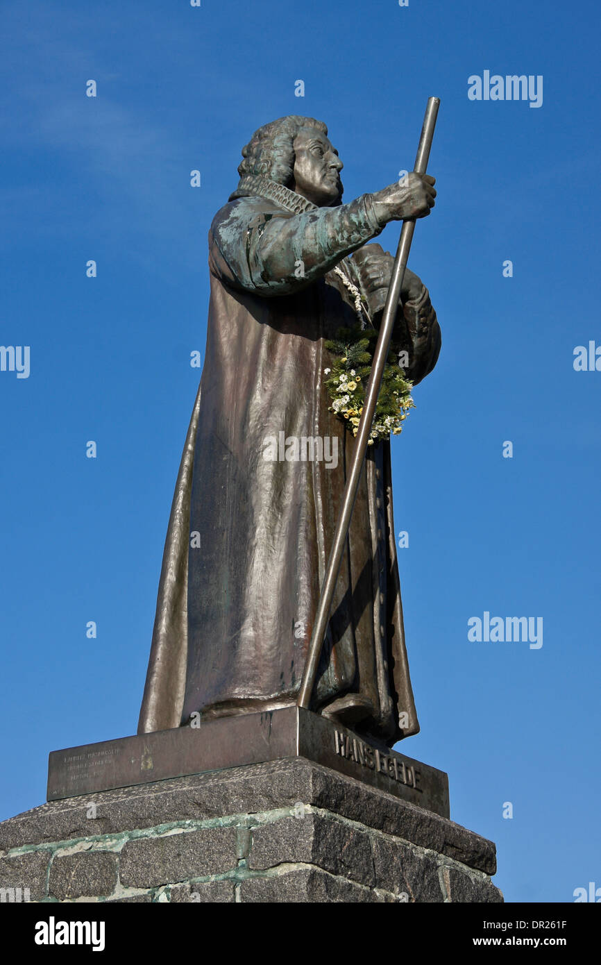 Statue von Hans Egede, Dano-Norwegian lutherische Missionar, der Hauptstadt Nuuk, Grönland gegründet. Stockfoto
