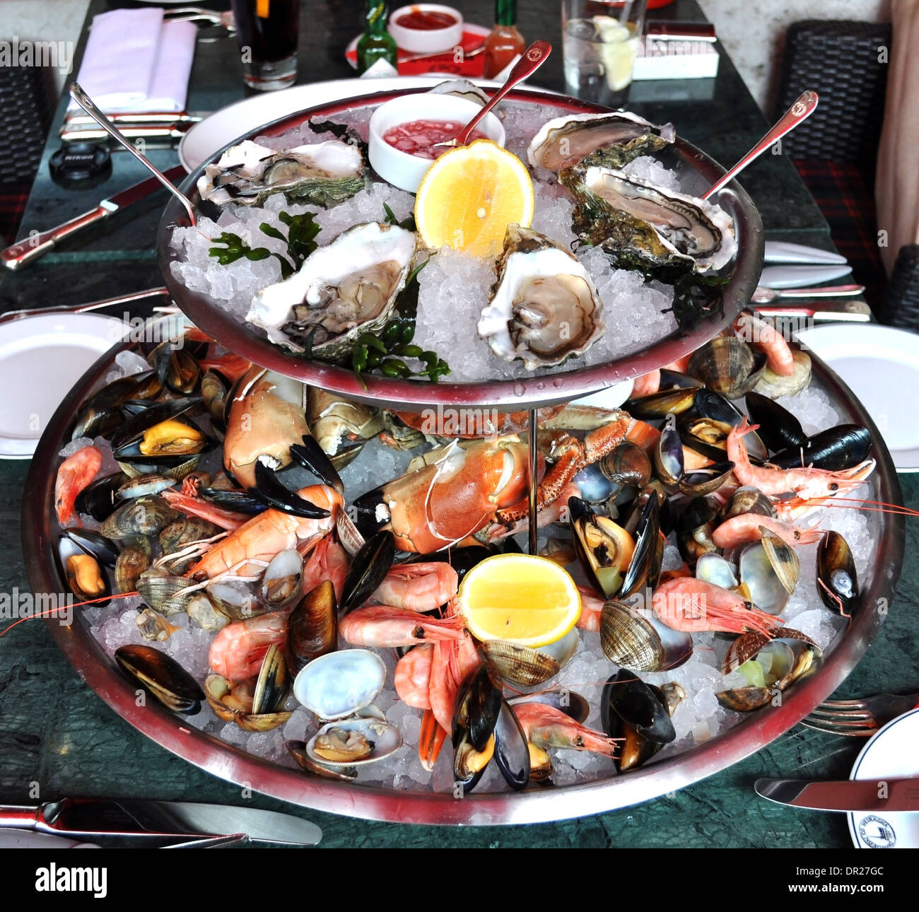 Plateau de Obst de Mer (Meer Essen Platte) in einem Londoner restaurant Stockfoto
