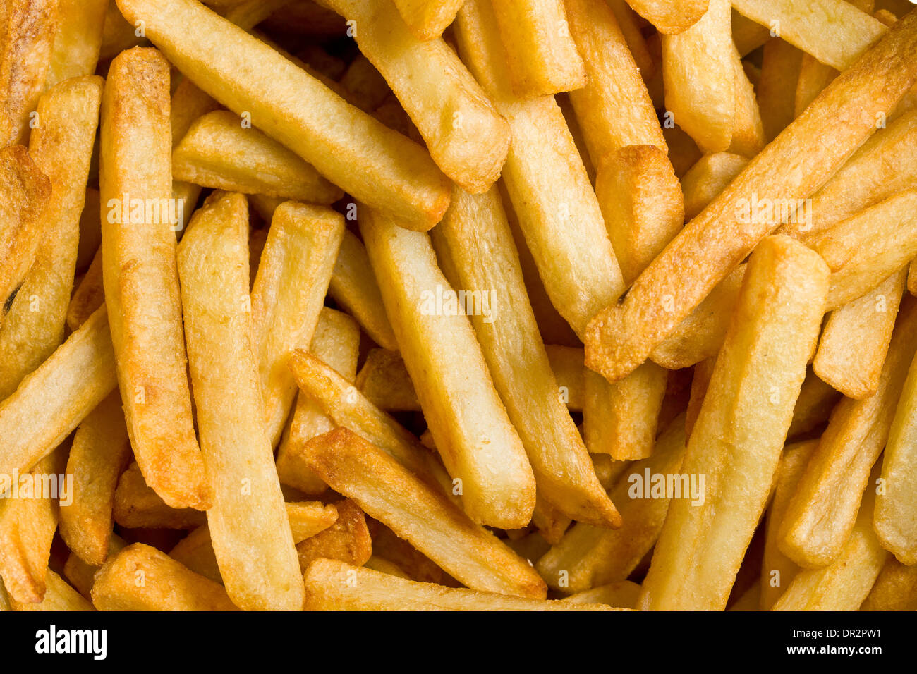 Nahaufnahme von frittierten Pommes frites Stockfoto