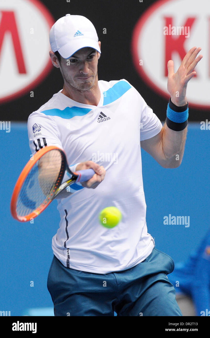 Melbourne, Australien. 18. Januar 2014. Andy Murray von Großbritannien am sechsten Tag der Australian Open aus Melbourne Park. Bildnachweis: Aktion Plus Sport/Alamy Live-Nachrichten Stockfoto