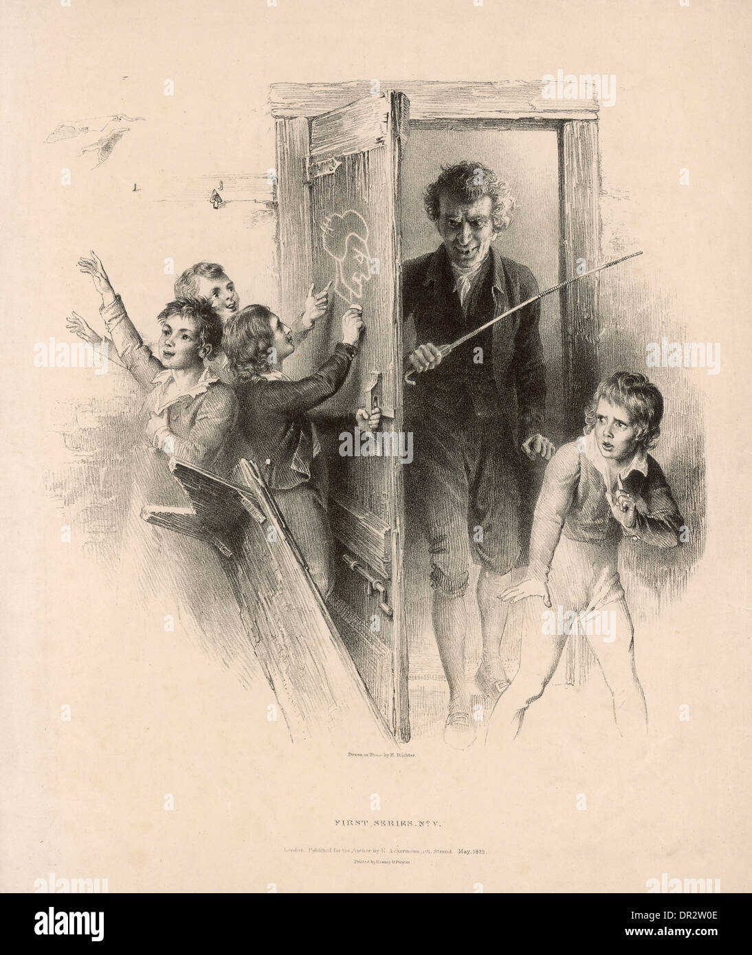 LEHRER BETRITT MIT ROHRSTOCK Stockfoto