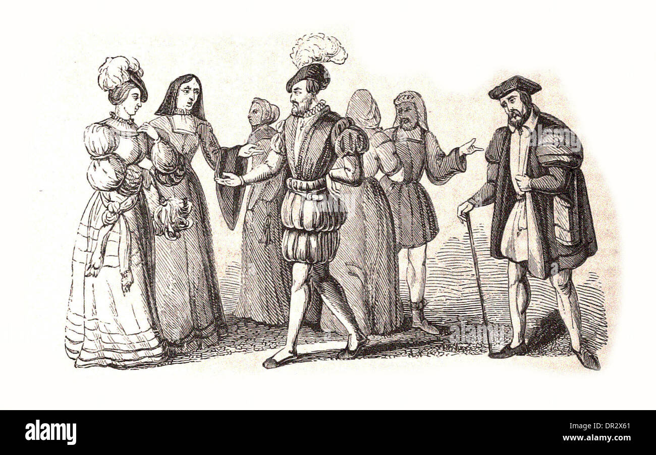 General Kostüm in der Herrschaft von Henri VIII - Britsh Gravur Stockfoto