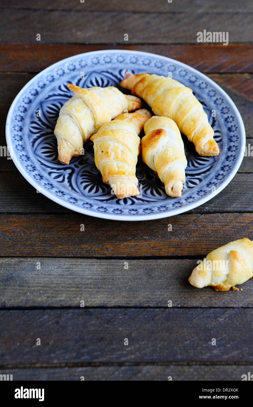 Hausgemachte Mini-Croissant, Essen Nahaufnahme Stockfoto