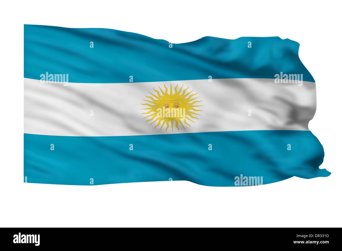 Flagge von Argentinien fliegen hoch in den Himmel. Stockfoto