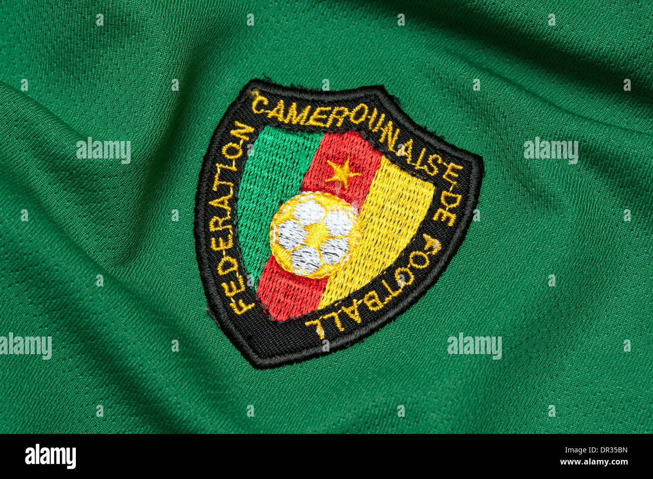 Nahaufnahme von Kamerun Nationalmannschaft Fußball-kit Stockfoto