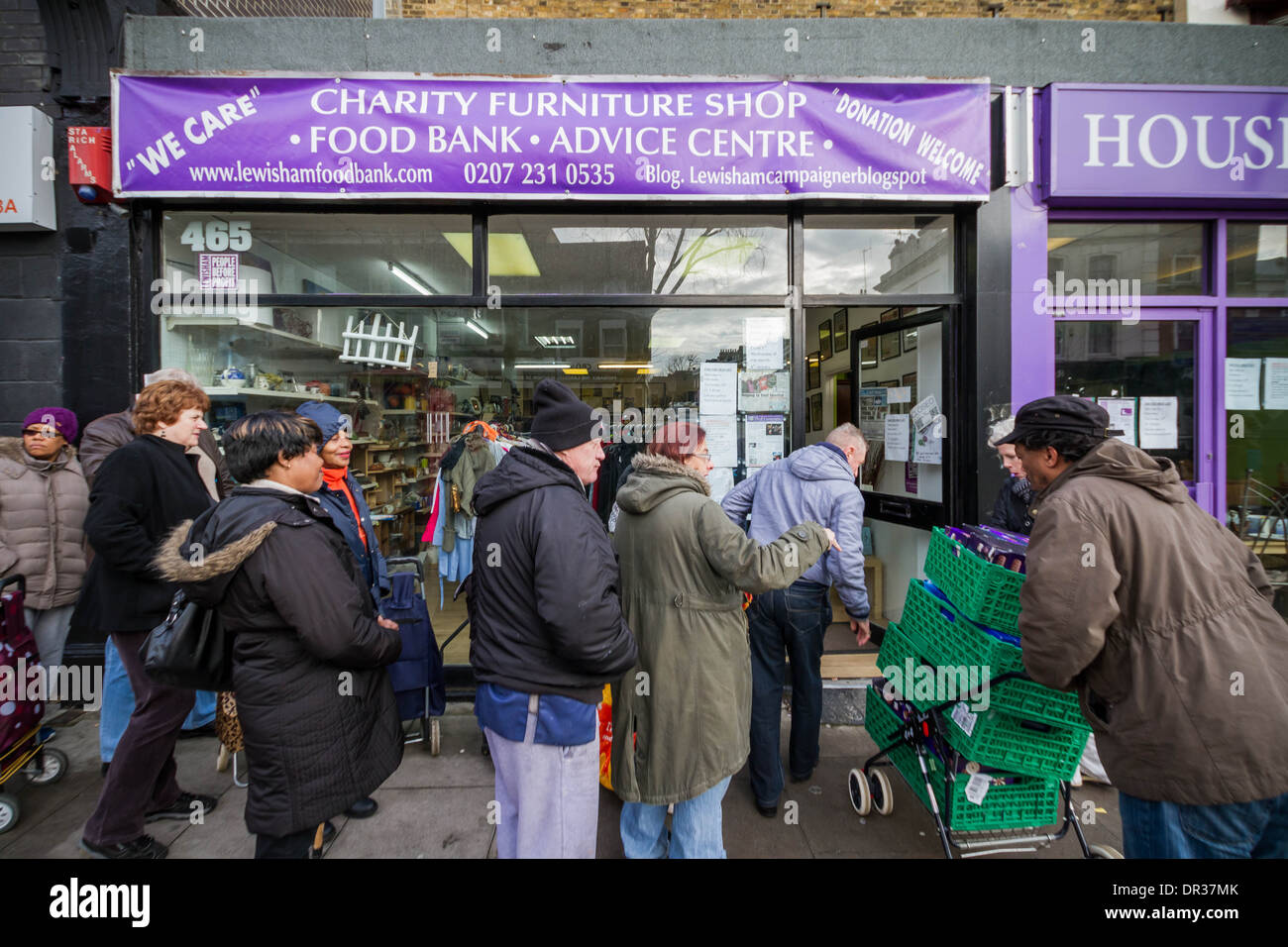 Die Lewisham Lebensmittelbank in New Cross, London, UK. Stockfoto