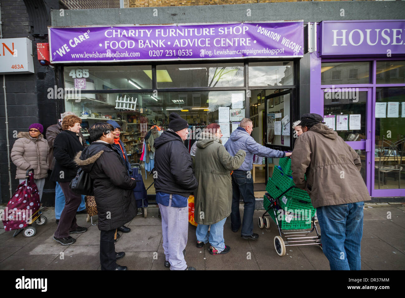 Die Lewisham Lebensmittelbank in New Cross, London, UK. Stockfoto