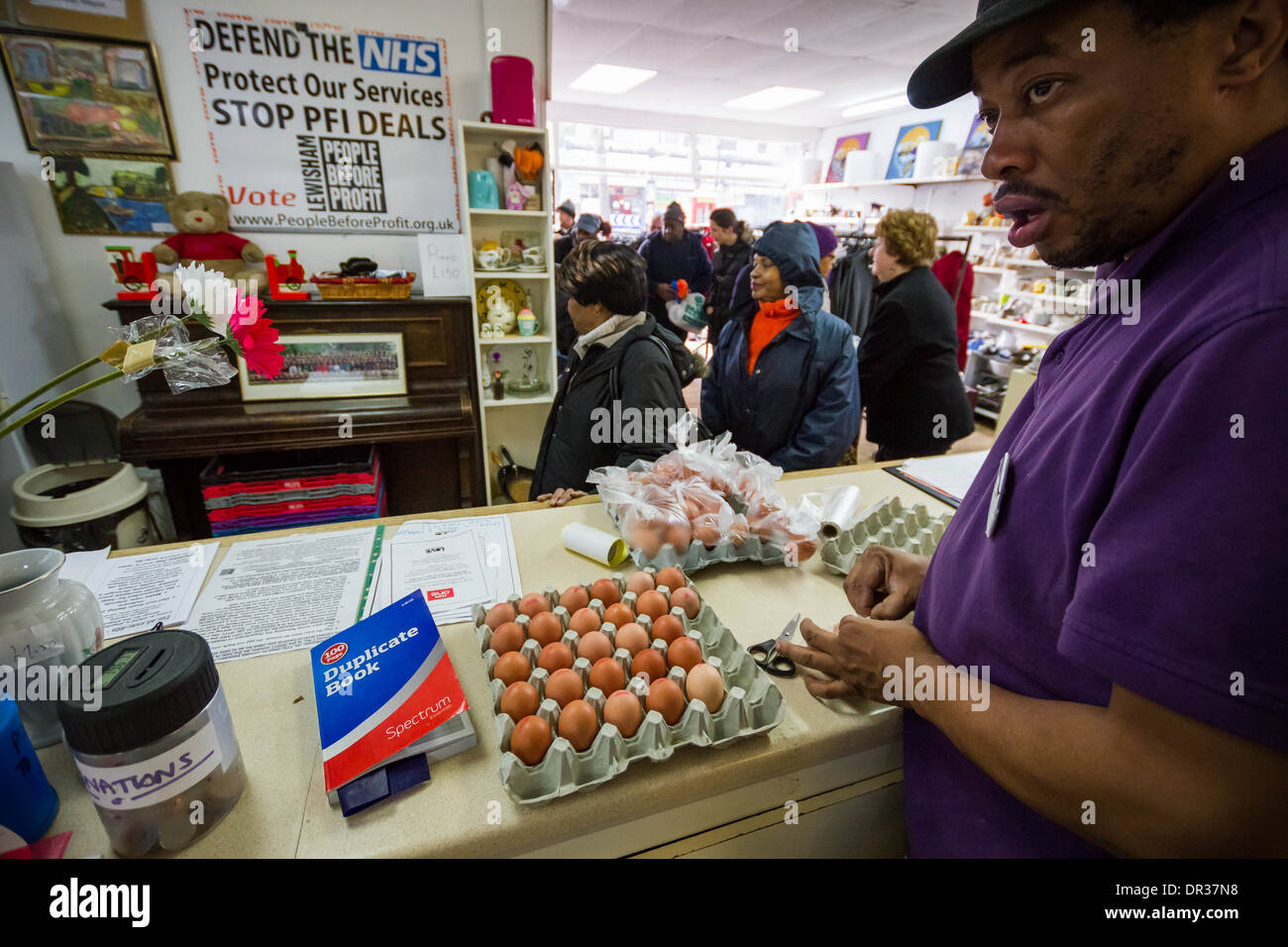 Die Lewisham Lebensmittelbank in New Cross, London, UK. Stockfoto