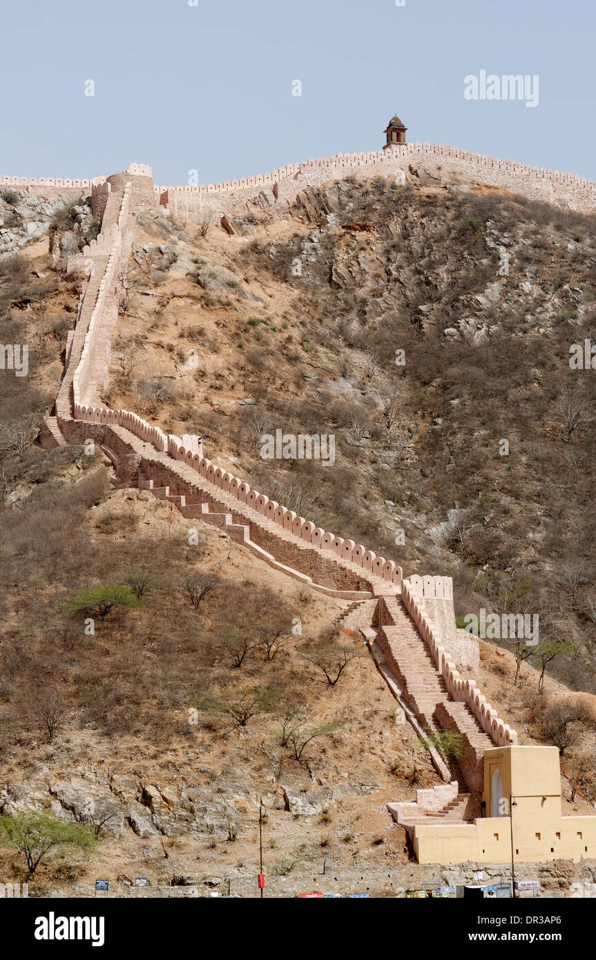 Berg-Festungen in der Nähe von Jaipur, Rajasthan, Indien Stockfoto