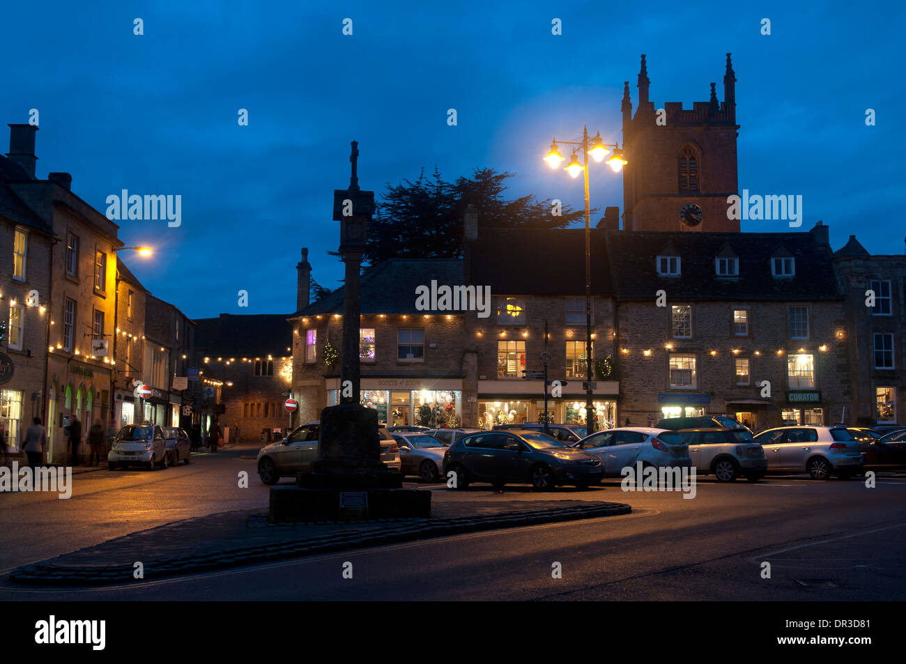 Marktplatz zu Weihnachten, Stow-on-the-Wold, Gloucestershire, UK Stockfoto