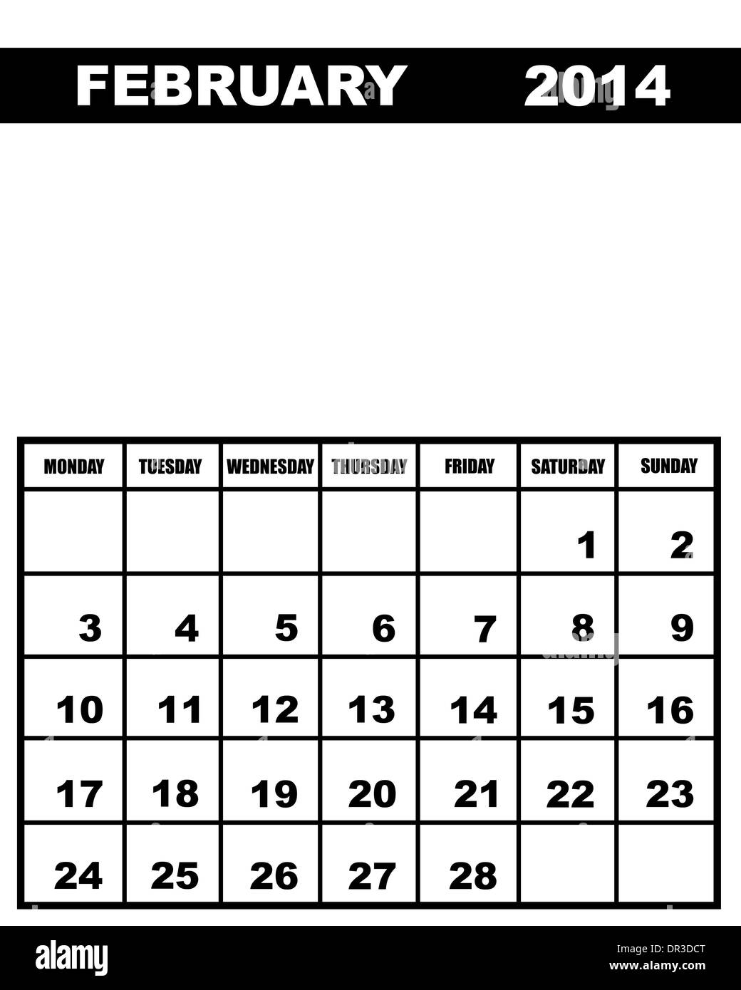 Kalender Februar 2014 Stockfoto