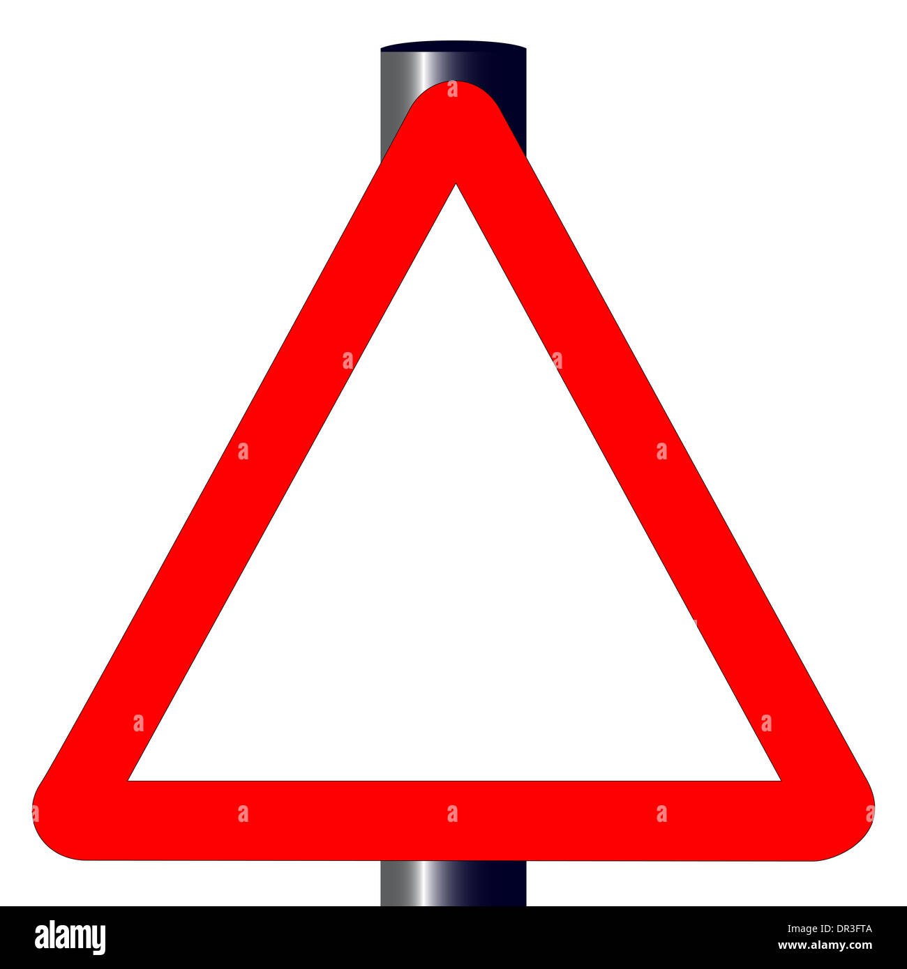 Die traditionelle Dreieck aber leere Verkehrszeichen isoliert auf weißem Hintergrund... Stockfoto