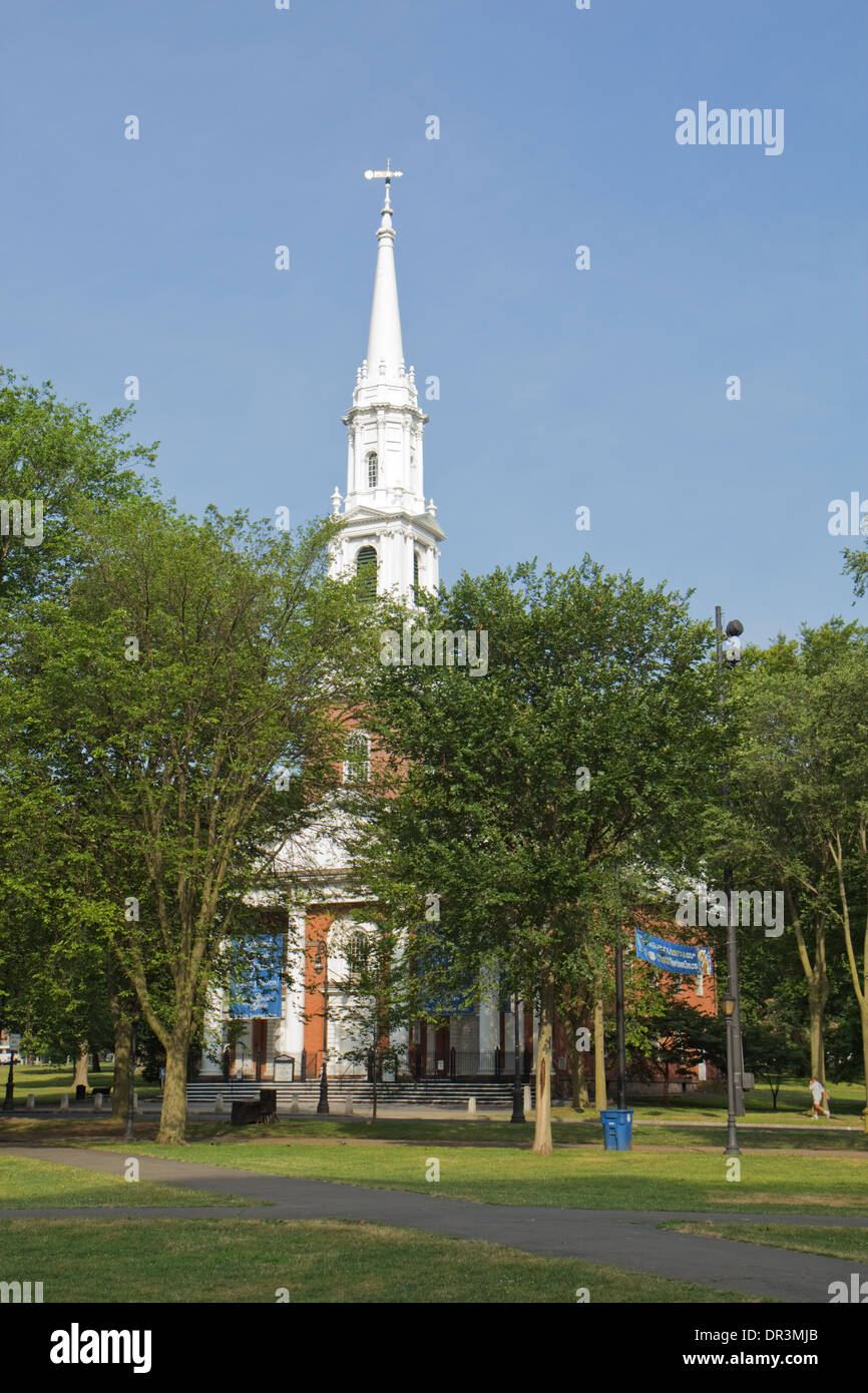 Center Church on-the-Green im historischen New Haven, Connecticut, USA Stockfoto