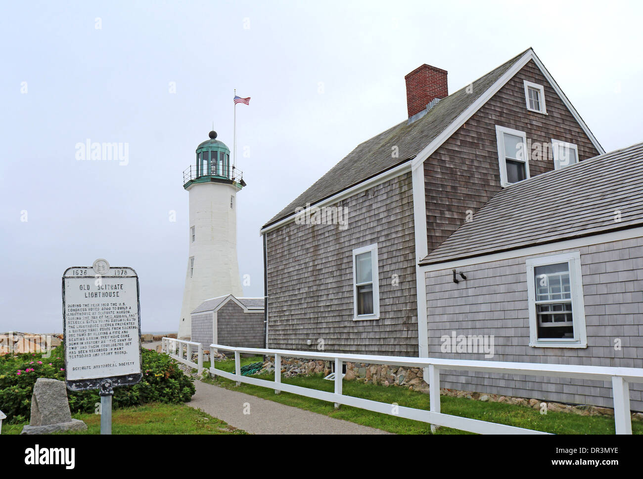 Das alte Scituate Licht, ein historischer Leuchtturm, erbaut im Jahre 1811 auf Cedar Point in Scituate, Massachusetts Stockfoto