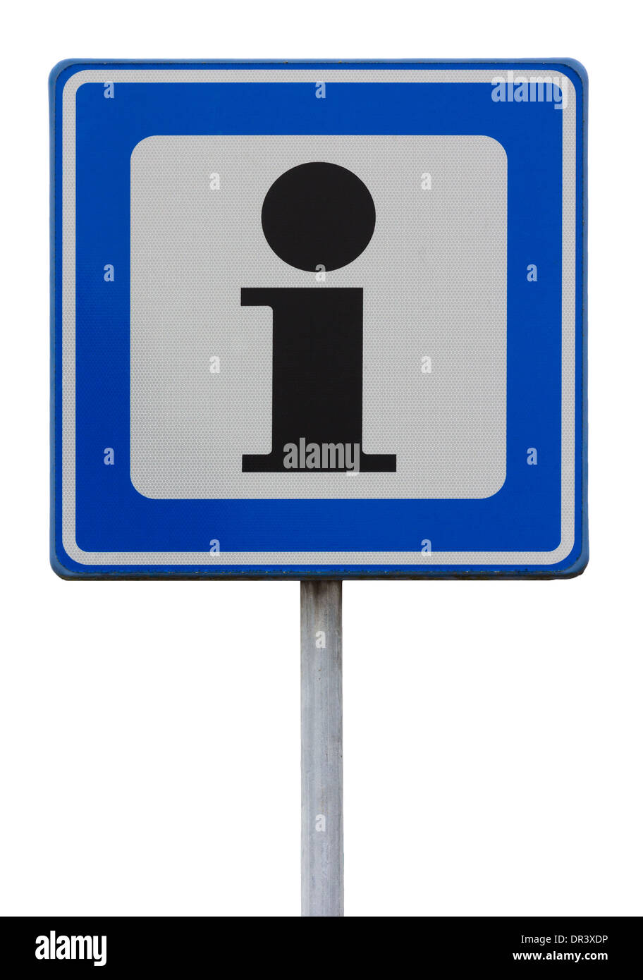 Straße Schild eine Information verweisen auf weißen Hintergrund Stockfoto