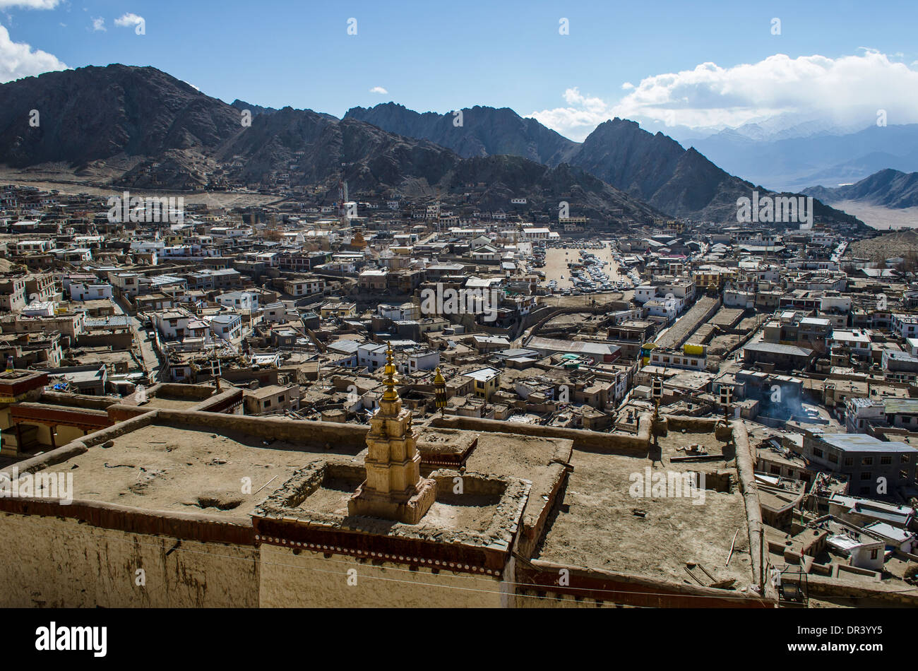 Stadtbild von Leh, Indien Stockfoto