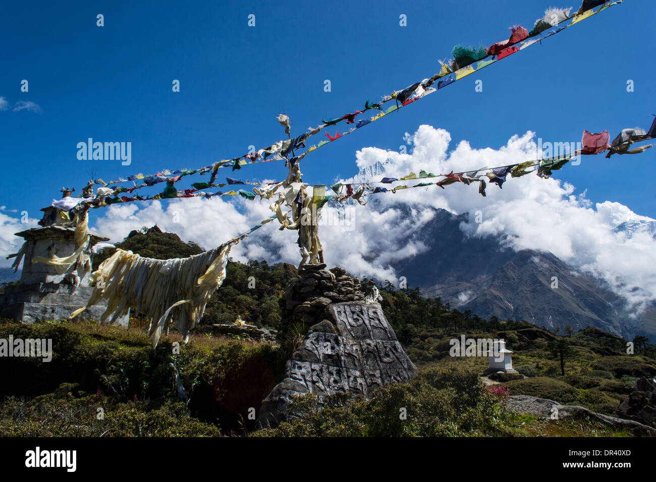 Flaggen des tibetischen Buddhismus Stockfoto
