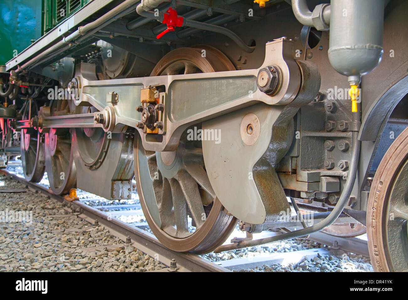 Fragment der Dampfmaschine des alten Zuges Stockfoto