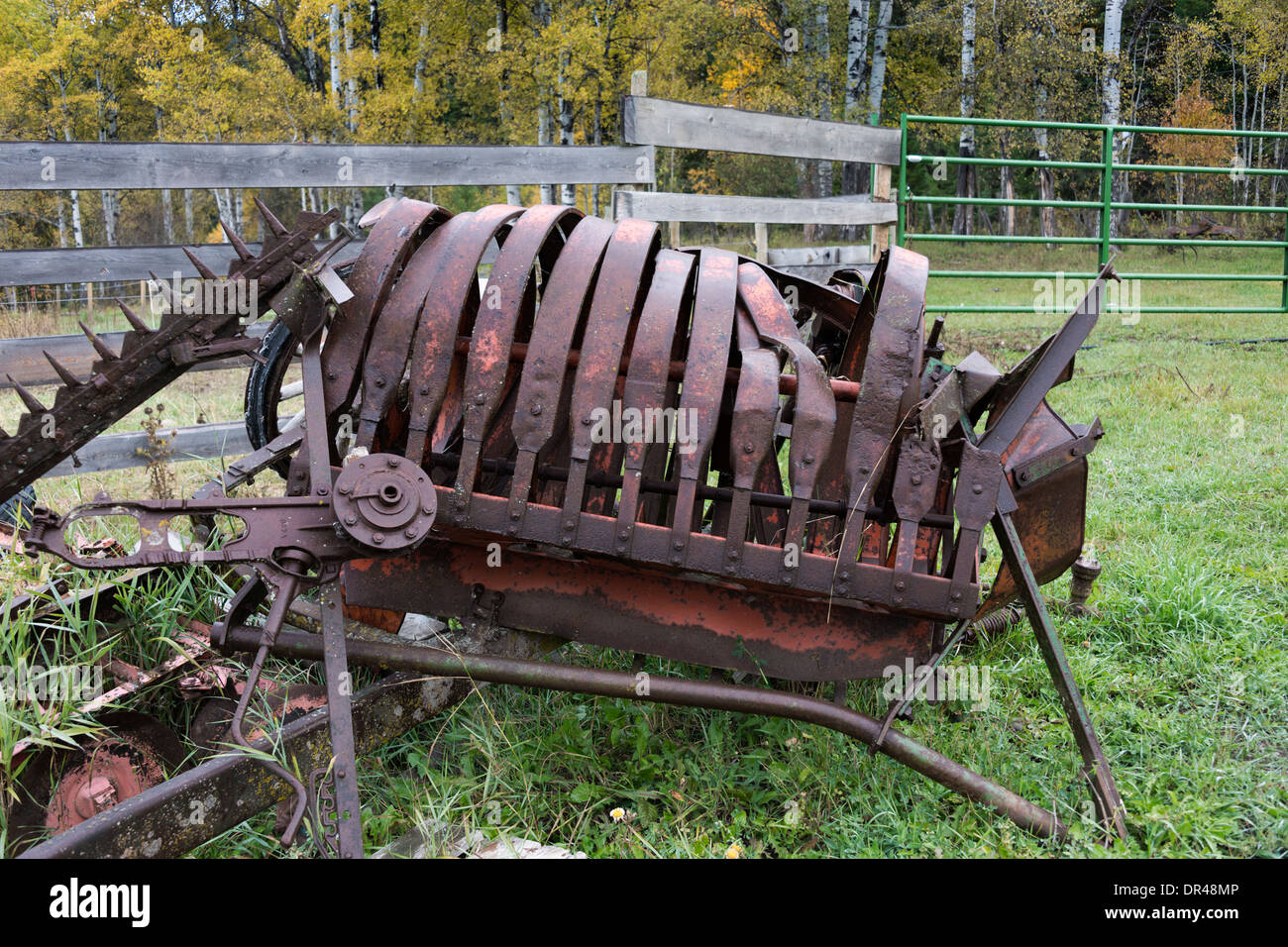 Antike Rock Picker auf einem Bauernhof in der Nähe von wahrscheinlich, Cariboo Chilcotin Region, Britisch-Kolumbien Stockfoto