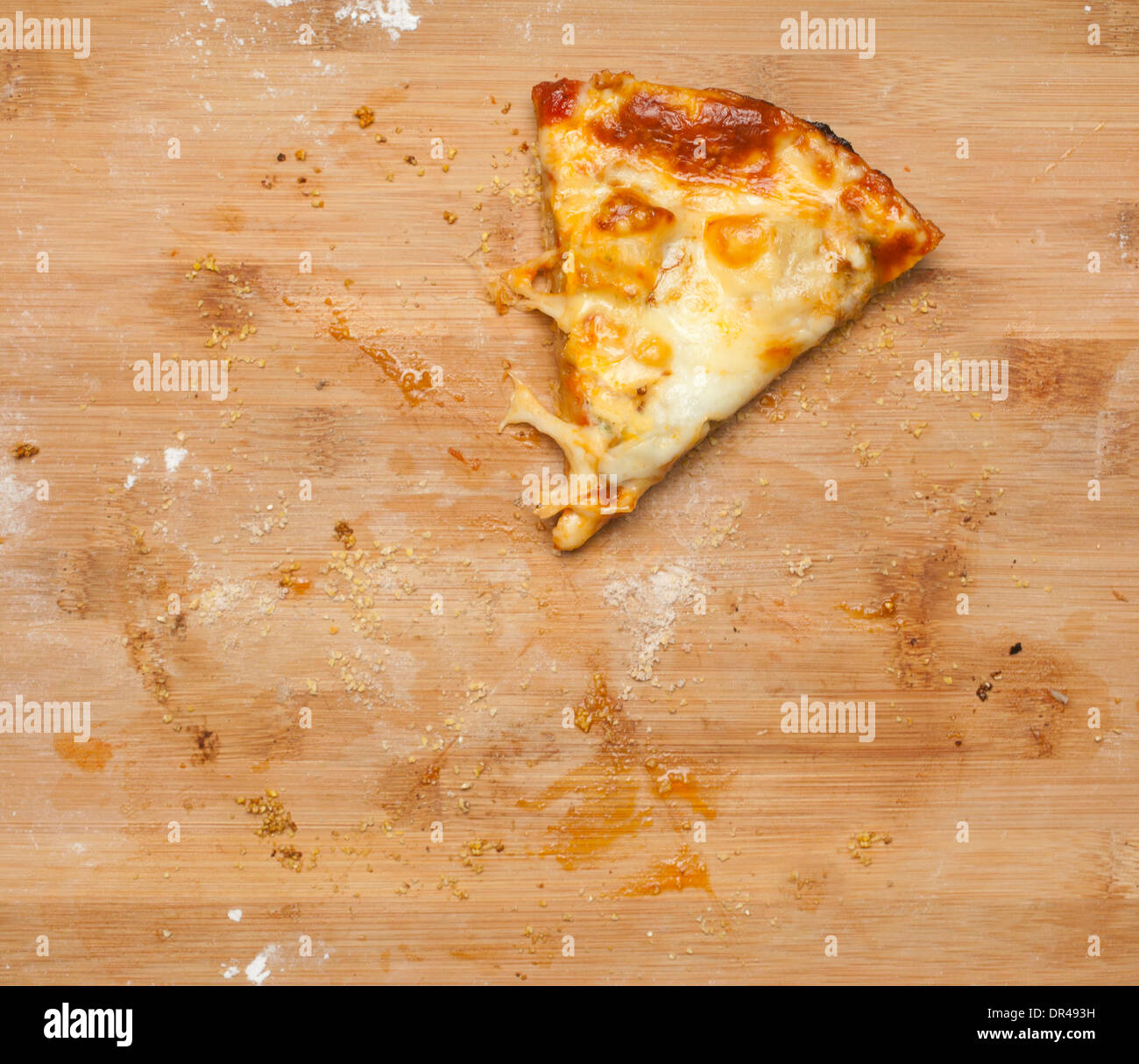 Letzte Stück Käse pizza Stockfoto