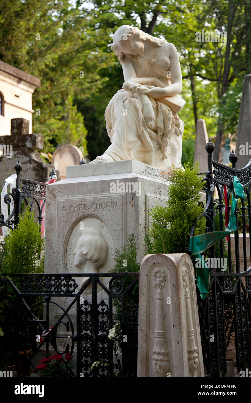 Grab von Frederic Chopin, Friedhof Père Lachaise, Paris Stockfoto