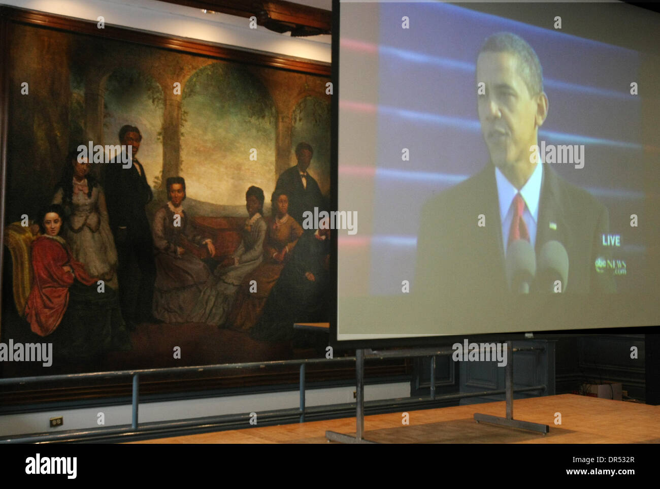 Fisk University in Jubilee Hall während einer TV-Liveübertragung von Obamas Vereidigung des 44. Präsidenten am 20. Januar 2009. (Kredit-Bild: © Tennessean/ZUMA Press) Stockfoto