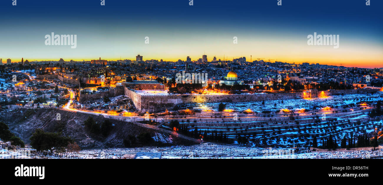 Überblick über die Altstadt von Jerusalem, Israel mit der Kuppel der Moschee Rock Stockfoto