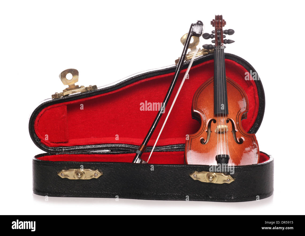 Violine-Miniatur-Musikinstrument-Ausschnitt Stockfoto