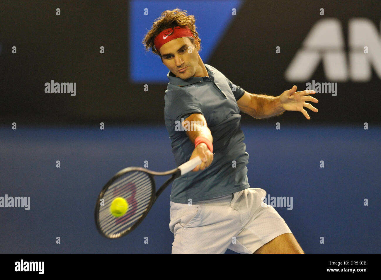 Melbourne, Australien. 20. Januar 2014. Roger Federer der Schweiz in Aktion am Tag acht der Australian Open aus Melbourne Park. Bildnachweis: Aktion Plus Sport/Alamy Live-Nachrichten Stockfoto