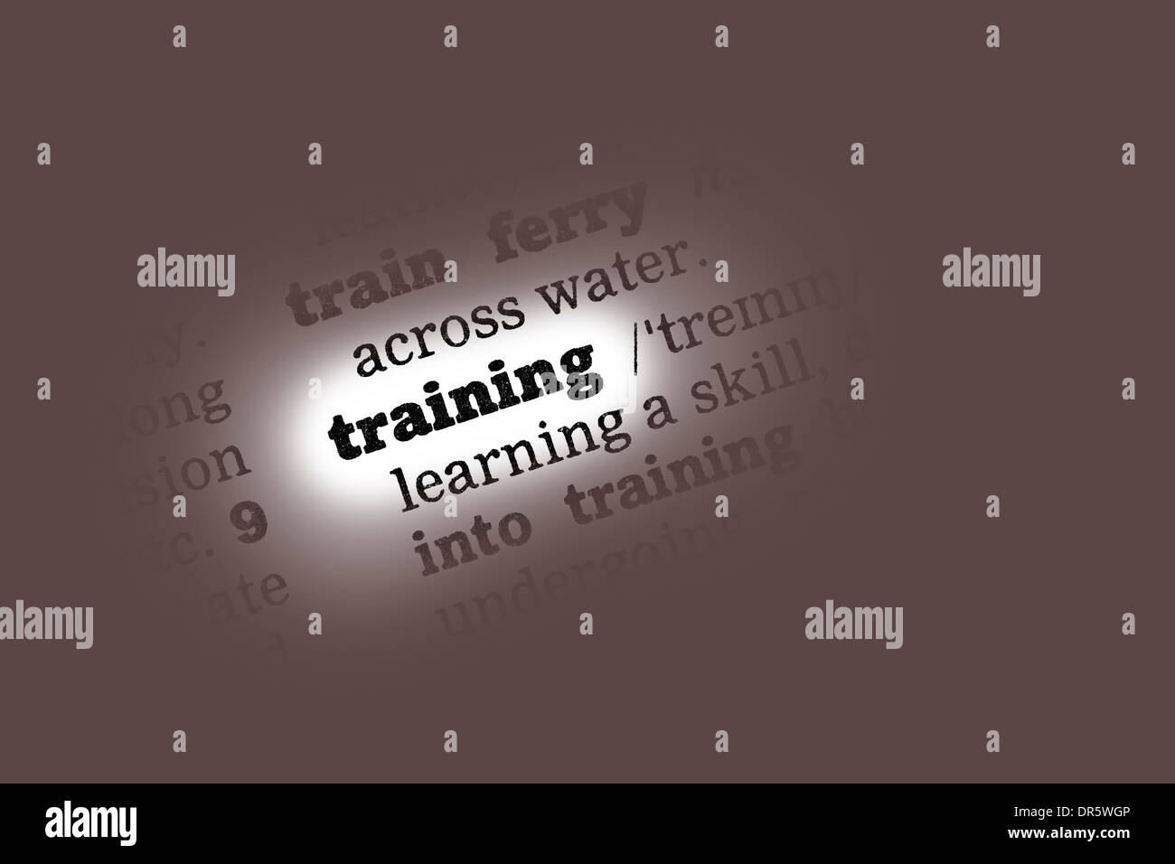 Ausbildung Wörterbuchdefinition Closeup schwarz / weiß Stockfoto