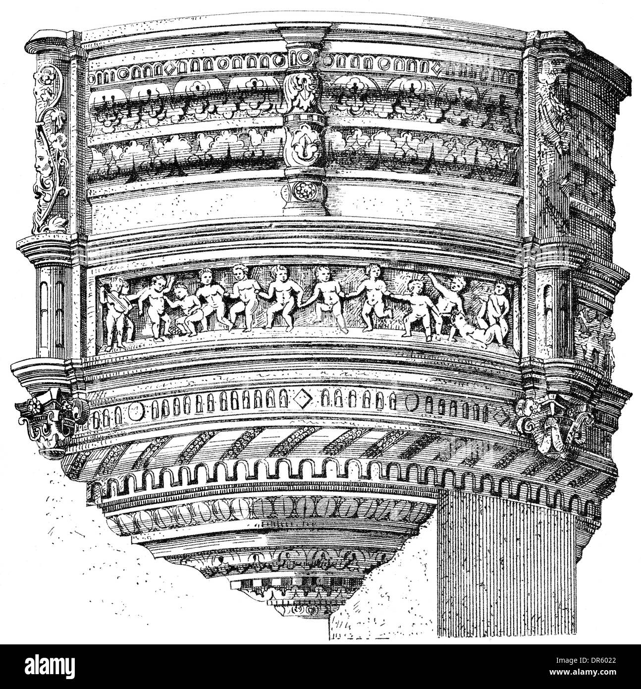 Fassade mit Erker im Renaissance-Stil, Dresden, Sachsen, Deutschland, Europa, Stockfoto