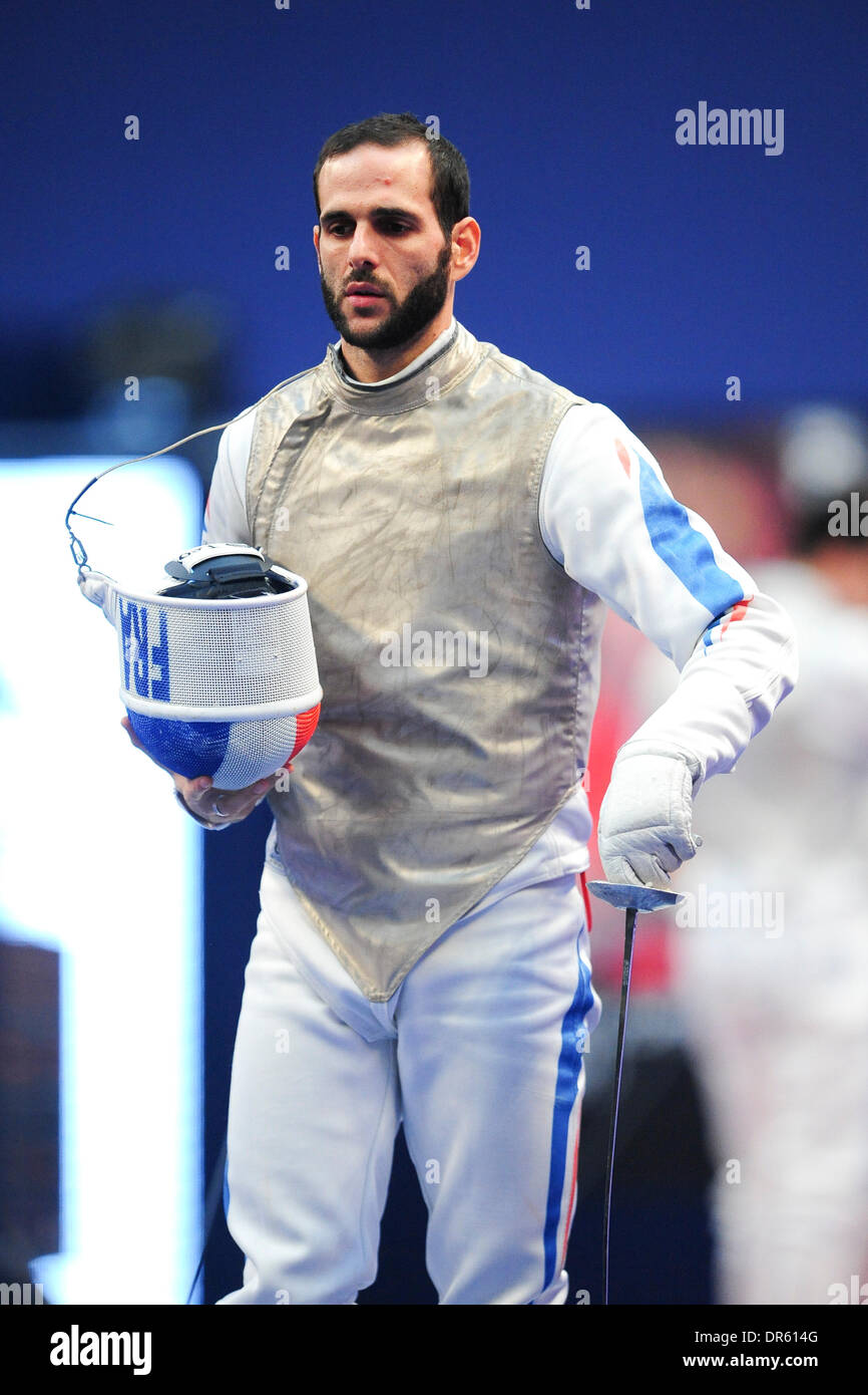 Paris, Frankreich. 18. Januar 2014. Internationalen Fecht-Meisterschaften für Männer. Erwan Le Pechoux (Fra) Credit: Aktion Plus Sport/Alamy Live-Nachrichten Stockfoto