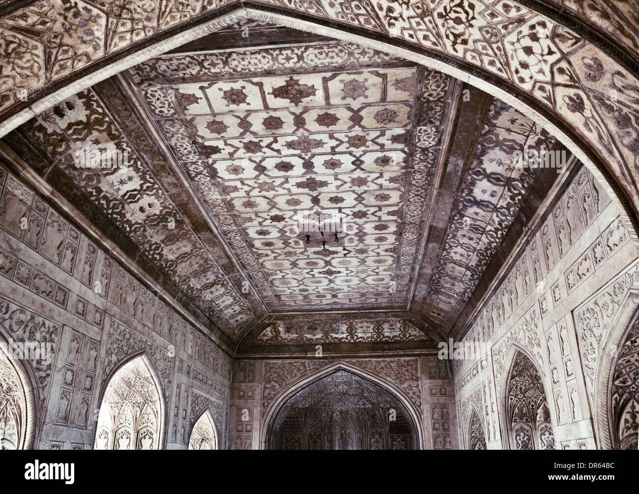 Decke in Agra Red Fort, Indien Stockfoto