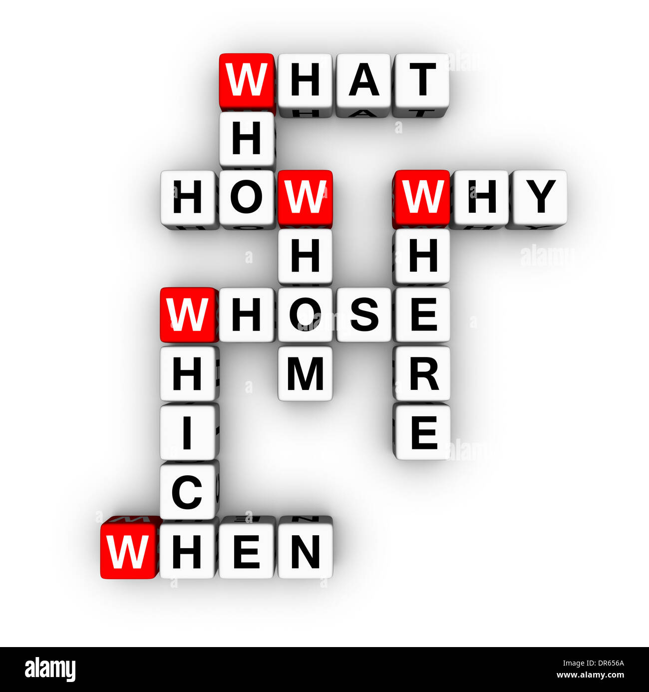 alle Fragewörter (Würfel-Kreuzworträtsel-Serie Stockfotografie - Alamy