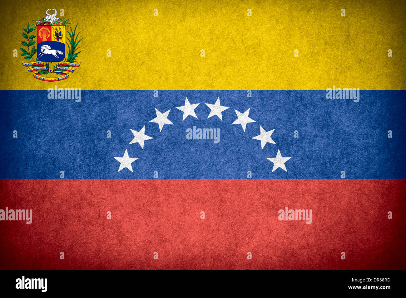 Flagge von Venezuela oder venezolanischen Banner auf grobe Muster Papierstruktur Stockfoto