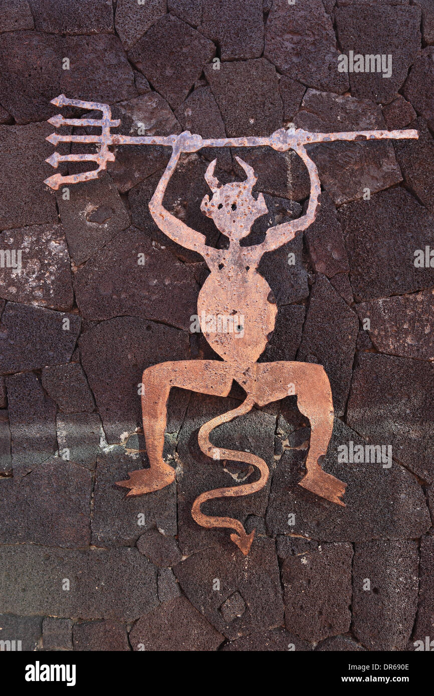 Symbol für den Nationalpark Timanfaya, Parque Nacional de Timanfaya, Montañas del Fuego, Feuerberge, Lanzarote, Kanarische Stockfoto