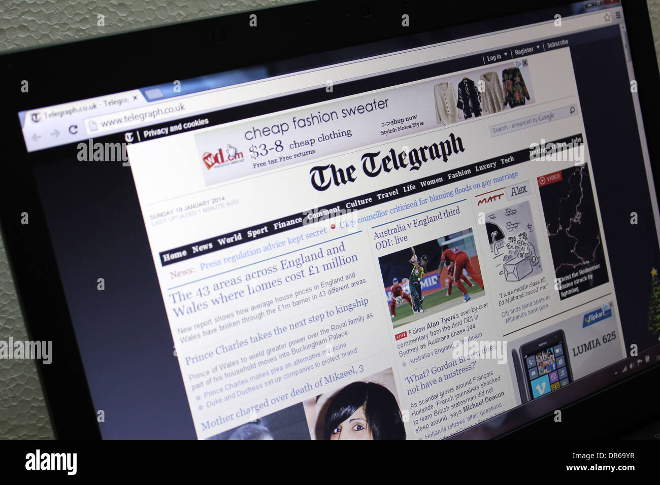 Der Telegraph-Website Stockfoto