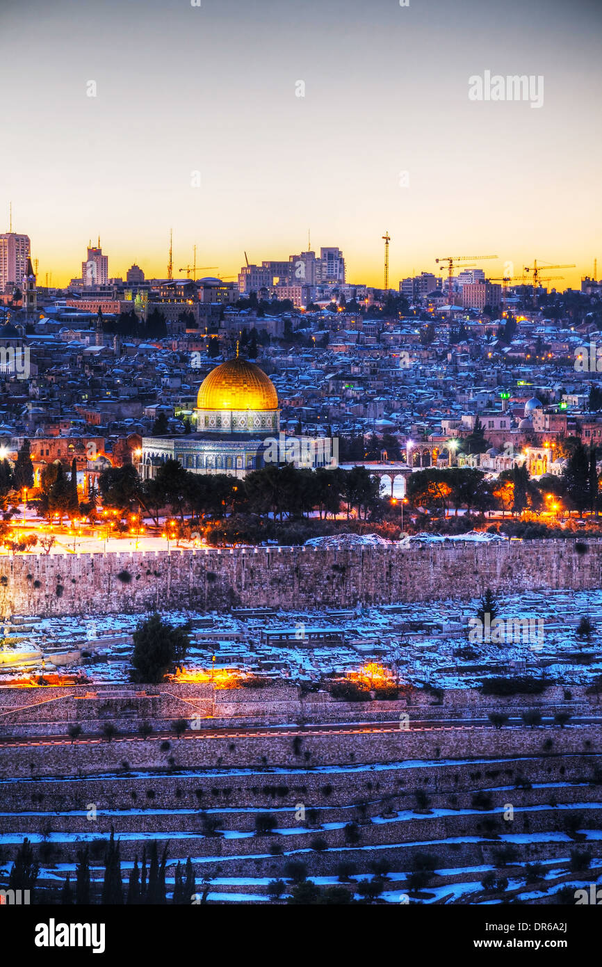 Überblick über die Altstadt von Jerusalem, Israel mit dem Felsendom Stockfoto
