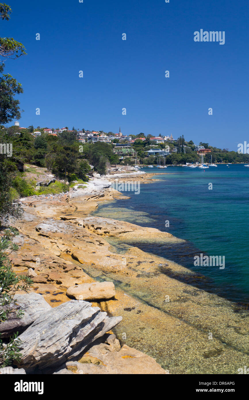 Blick entlang der Vaucluse-Halbinsel in Richtung Rose Bay Hermitage Vorland Sydney New South Wales NSW Australia Stockfoto