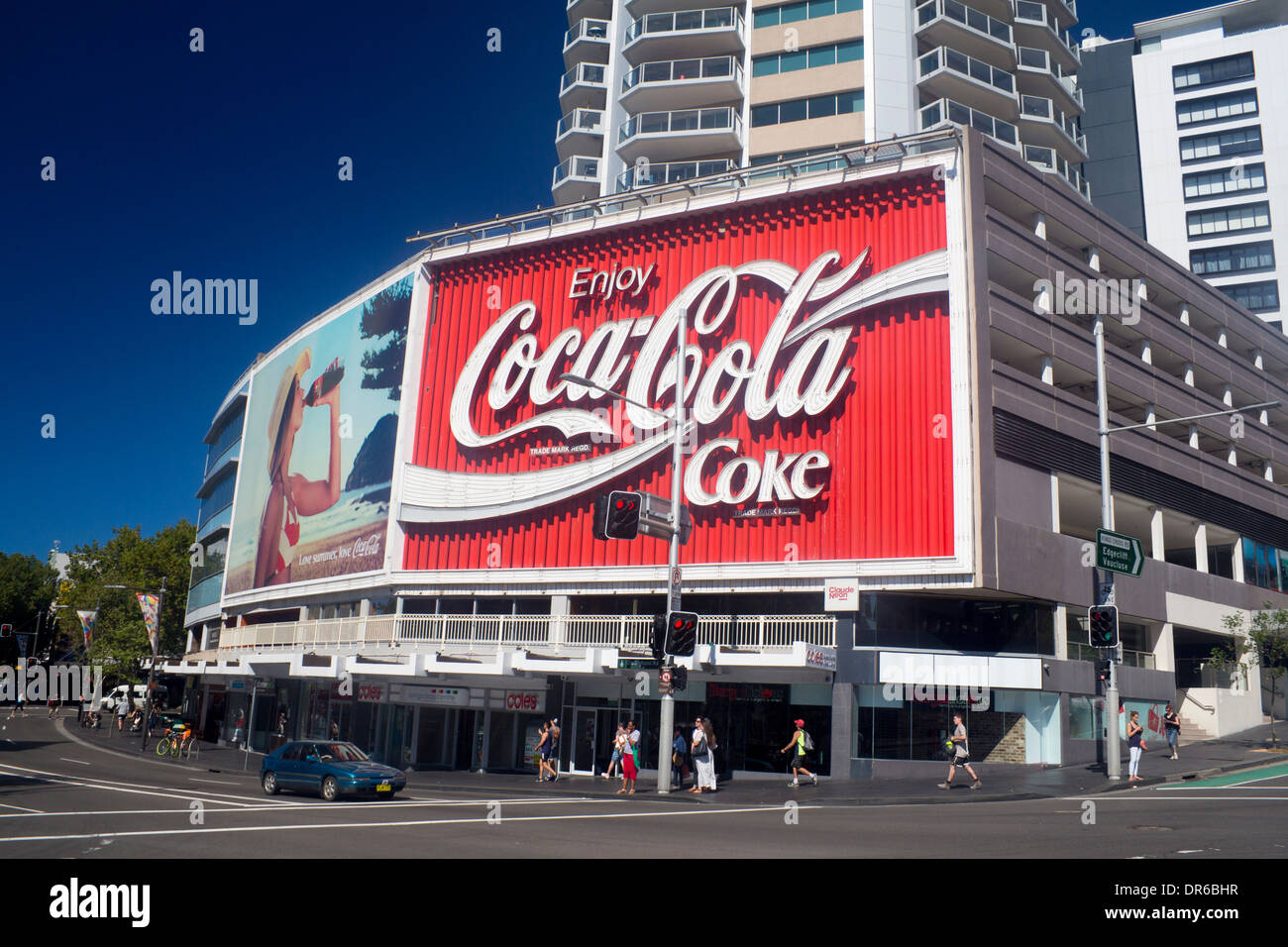 Coca-Cola Coke Schild Kings Cross Sydney Vororte New South Wales NSW Australia Stockfoto