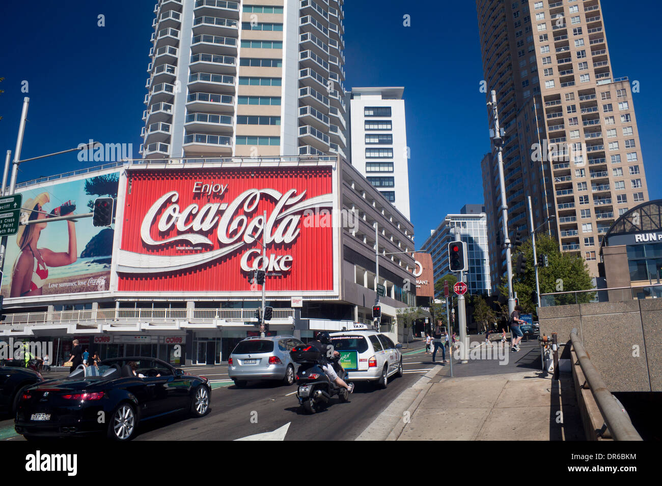 Coca-Cola Coke Schild Kings Cross Sydney Vororte New South Wales NSW Australia Stockfoto