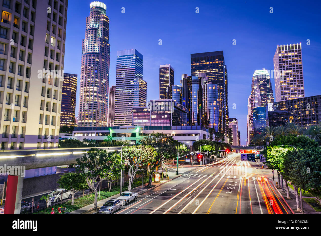 Los Angeles, Kalifornien, USA am frühen Morgen Innenstadt Stadtbild. Stockfoto