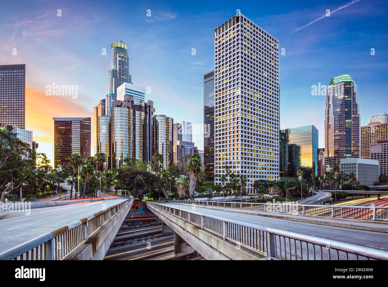 Los Angeles, Kalifornien, USA am frühen Morgen Innenstadt Stadtbild. Stockfoto