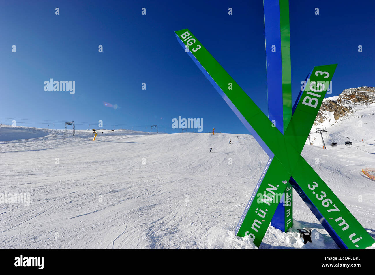 Melden Sie BIG3, Skiliftstation, Sölden, Österreich Stockfoto