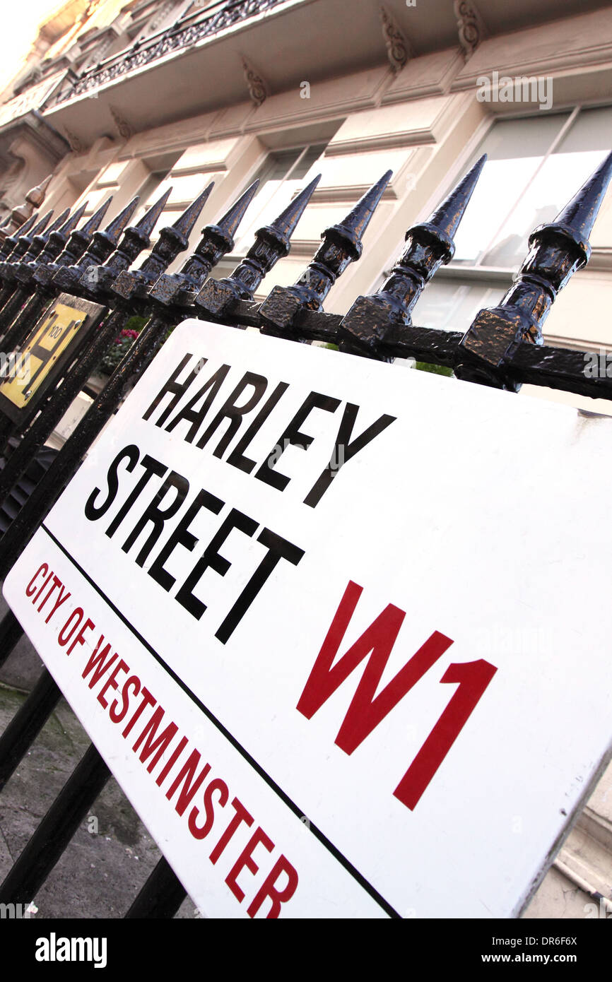 Harley Street London W1 Zeichen England UK Stockfoto