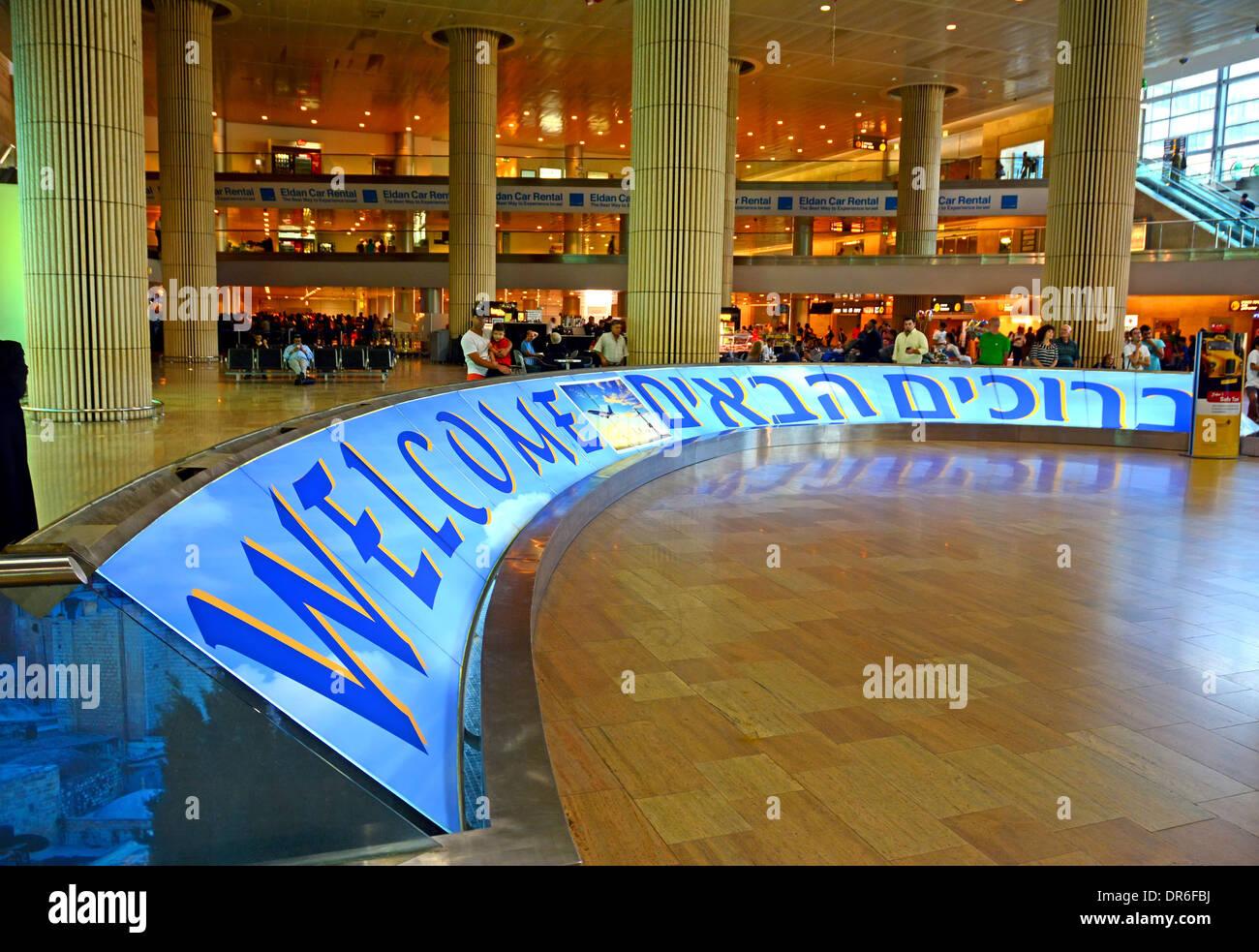 Ben Gurion Flughafen Willkommensschild, Israel Stockfoto