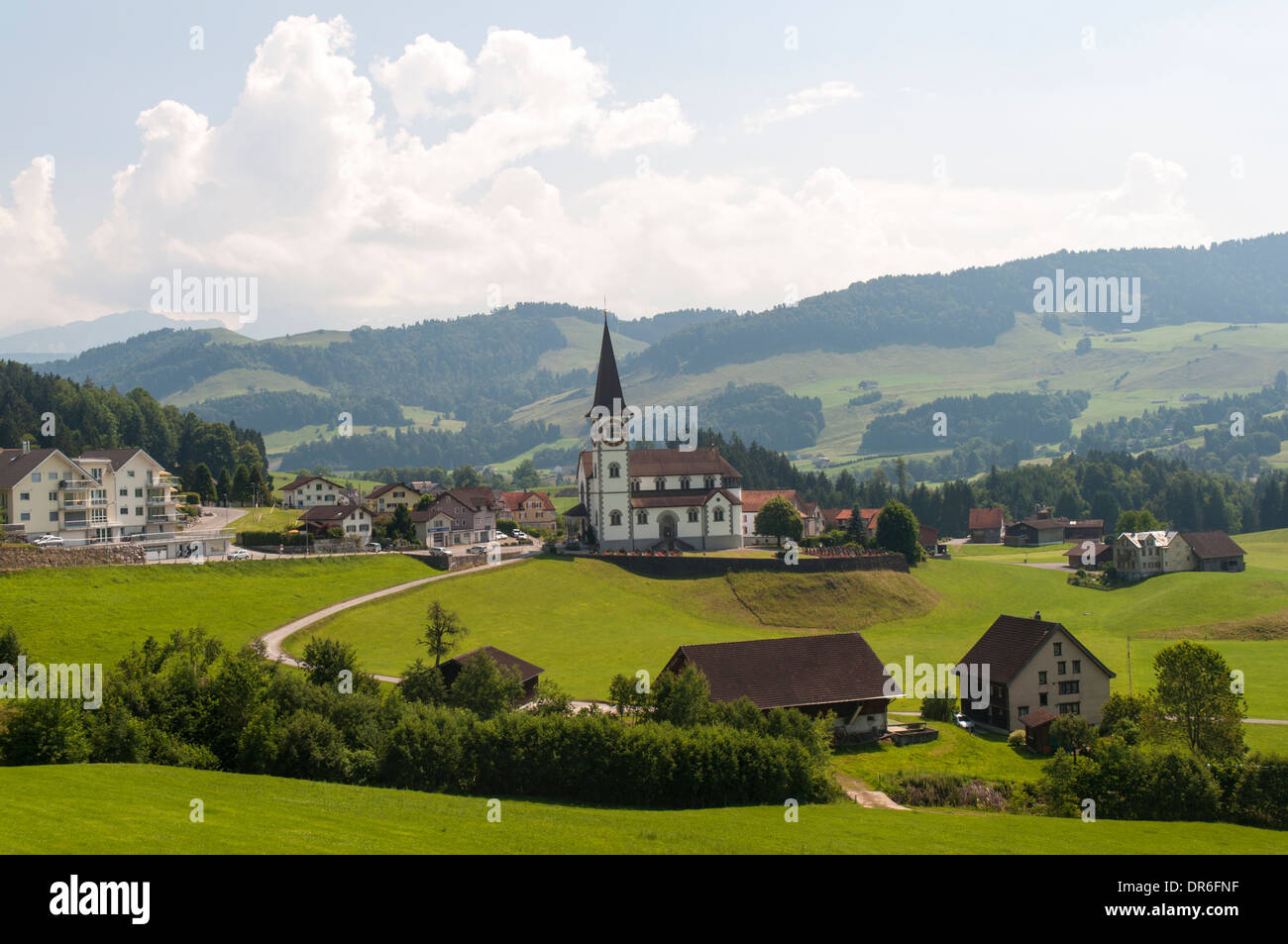 Blick auf die Stadt Trogen im Appenzellerland, Schweiz Stockfoto