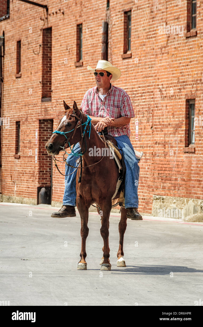 Vieh Laufwerk, Stockyards Historic District, Fort Worth, Texas Stockfoto